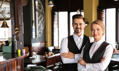Restaurant staff using TapaGo Waiter during service
